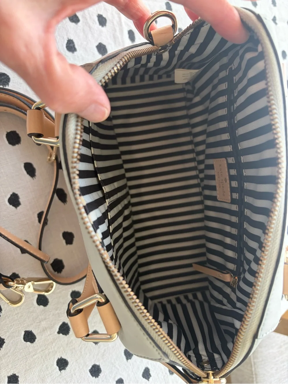 kate spade Gray and Tan Leather Dome Crossbody Bag